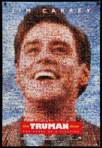 8w808 TRUMAN SHOW teaser DS 1sh '98 really cool mosaic art of Jim Carrey, Peter Weir