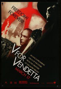 8w818 V FOR VENDETTA flames style teaser 1sh '05 Wachowskis, Natalie Portman, Hugo Weaving!
