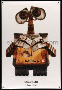 8w828 WALL-E advance DS 1sh '08 Walt Disney, Pixar CG, Best Animated Film, c/u of WALL-E!