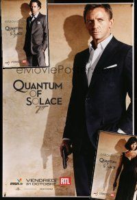 8x237 LOT OF 3 UNFOLDED DOUBLE-SIDED TEASER QUANTUM OF SOLACE FRENCH ONE-PANELS '08s James Bond!