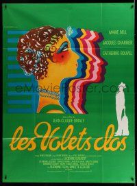 8y827 CLOSED SHUTTERS French 1p '73 Jean-Claude Brialy, colorful art of Marie Bell by Coloretti!