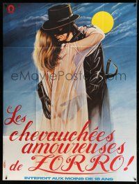 8y846 EROTIC ADVENTURES OF ZORRO French 1p '72 sexy rated Z masked hero, best different Loris art!