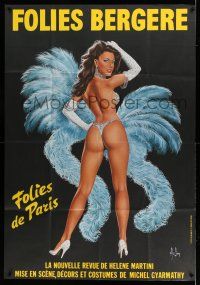 8y849 FOLIES BERGERE French 1p '77 art of super sexy showgirl by Alain Aslan!