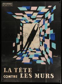 8y873 HEAD AGAINST THE WALL French 1p '59 La Tete Contre les Murs, great Bernard Villemot art!