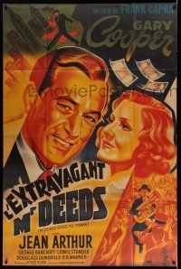 8y904 MR. DEEDS GOES TO TOWN French 1p R87 best art of Gary Cooper & Jean Arthur, Frank Capra