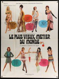 8y909 OLDEST PROFESSION teaser French 1p '68 different Thos art of Raquel Welch & 7 sexy co-stars!