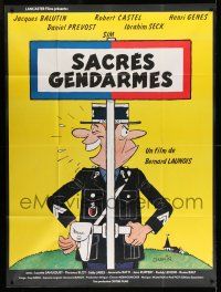8y939 SACRES GENDARMES French 1p '80 great Chakir cartoon art of good cop & bad cop!