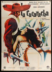 8y954 SOLDIERS OF PANCHO VILLA French 1p '59 best art of sexy Maria Felix by Clement Hurel!
