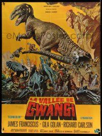 8y980 VALLEY OF GWANGI French 1p '69 Ray Harryhausen, Mascii art of cowboys battling dinosaurs!