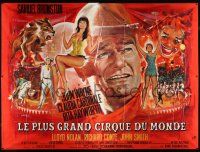 8y022 CIRCUS WORLD French 4p '65 different Landi art of John Wayne, Cardinale & Rita Hayworth!