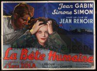8y024 LA BETE HUMAINE French 4p '38 Jean Renoir, different art of Gabin & distressed Simone Simon!