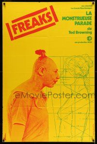 8y051 FREAKS French 31x46 R1977 Tod Browning, sideshow, image of Jenny Lee Snow, Reissuer art!
