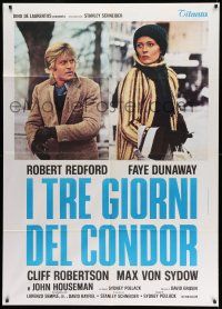 8y432 3 DAYS OF THE CONDOR Italian 1p R80s different image of Robert Redford & Faye Dunaway!
