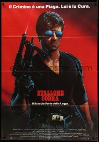 8y489 COBRA Italian 1p '86 crime is a disease and Sylvester Stallone is the cure, John Alvin art!