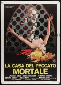 8y491 CONFESSIONAL Italian 1p '76 creepy art of naked female victim & priest in confession!