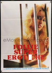 8y524 FOLLIE SUPER EROTICHE Italian 1p '87 close up of sexy naked blonde behind bars!