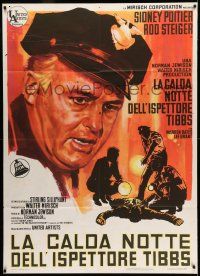 8y568 IN THE HEAT OF THE NIGHT Italian 1p '67 different super close up art of cop Rod Steiger!