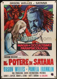 8y637 NECROMANCY Italian 1p '74 wild different art of Orson Welles, Pamela Franklin & Satan!