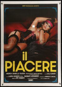 8y657 PLEASURE Italian 1p '85 Enzo Sciotti of sexy woman sprawled out in skimpy lingerie!