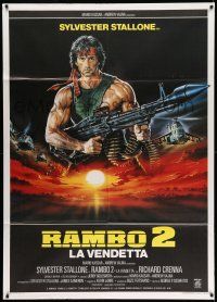 8y669 RAMBO FIRST BLOOD PART II Italian 1p '85 different Casaro art of Sylvester Stallone w/ gun!