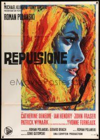 8y674 REPULSION Italian 1p '66 Roman Polanski, Catherine Deneuve, different straight razor art!