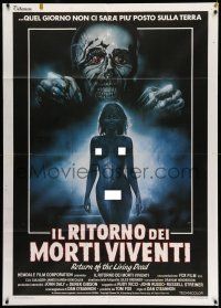 8y676 RETURN OF THE LIVING DEAD Italian 1p '85 wild different artwork of naked female zombie!