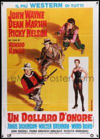 8y678 RIO BRAVO Italian 1p R78 Piovano art of John Wayne, Nelson, Martin, Brennan & Dickinson!