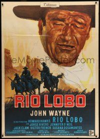 8y679 RIO LOBO Italian 1p '71 Howard Hawks, different art of John Wayne by Averardo Ciriello!