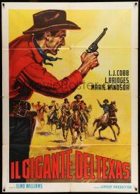 8y729 TALL TEXAN Italian 1p '53 different art of Lloyd Bridges w/gun facing down cowboys on horses!
