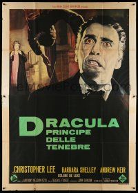 8y323 DRACULA PRINCE OF DARKNESS Italian 2p '66 best Nistri art of vampire Christopher Lee!