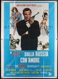 8y336 FROM RUSSIA WITH LOVE Italian 2p R70s art of Sean Connery as James Bond with sexy girls!