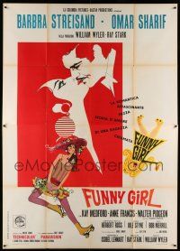 8y337 FUNNY GIRL Italian 2p '69 art of Barbra Streisand & Omar Sharif, directed by William Wyler!
