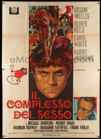 8y346 I'LL NEVER FORGET WHAT'S'ISNAME Italian 2p '68 Iaia art of Orson Welles, Reed & Carol White!