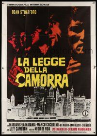 8y359 LA LEGGE DELLA CAMORRA Italian 2p '73 great image of Mafia criminals looming over city!