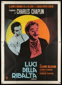 8y363 LIMELIGHT Italian 2p R70s close up of aging Charlie Chaplin & pretty Claire Bloom!