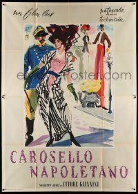 8y377 NEAPOLITAN CAROUSEL Italian 2p '54 great Brini art of Sophia Loren wearing elegant dress!