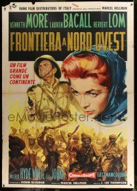 8y378 NORTH WEST FRONTIER Italian 2p '60 different Ciriello art of Lauren Bacall & Kenneth More!