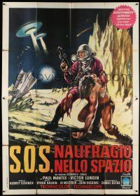 8y392 ROBINSON CRUSOE ON MARS Italian 2p '64 Colizzi sci-fi art of Paul Mantee & his man Friday!