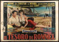 8y393 ROMMEL'S TREASURE horizontal Italian 2p '61 Cesselon art of Dawn Addams & Paul Christian!