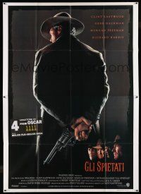 8y422 UNFORGIVEN Italian 2p '92 classic image of gunslinger Clint Eastwood with his back turned!