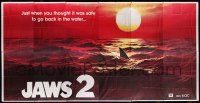 8y001 JAWS 2 24sh '78 classic art of man-eating shark's fin in red water at sunset, super rare!