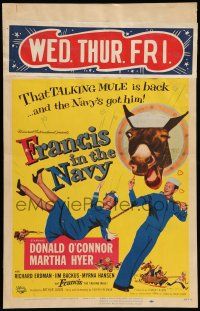 8y167 FRANCIS IN THE NAVY WC '55 sailor Donald O'Connor & Martha Hyer + talking mule!