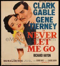 8y221 NEVER LET ME GO WC '53 romantic close up of Clark Gable & sexy Gene Tierney!