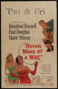 8y222 NEVER WAVE AT A WAC WC '53 Paul Douglas, sexy Rosalind Russell & Marie Wilson!
