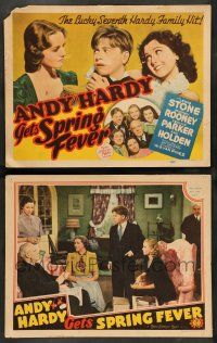8z882 ANDY HARDY GETS SPRING FEVER 2 LCs '39 Lewis Stone, Mickey Rooney & Rutherford, w/ title card