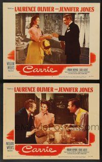 8z903 CARRIE 2 LCs '52 romantic Laurence Olivier & Jennifer Jones, William Wyler directed!