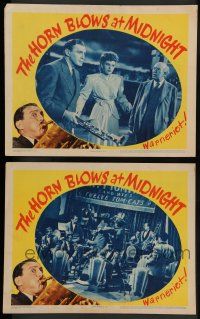 8z940 HORN BLOWS AT MIDNIGHT 2 LCs '45 Jack Benny is an angel playing a trumpet to end the world!