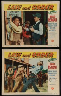 8z950 LAW & ORDER 2 LCs '53 Ronald Reagan haunted by Dorothy Malone's scarlet lips!