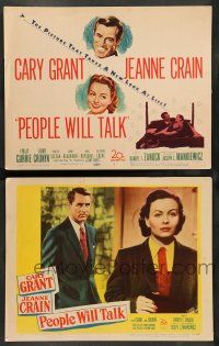 8z968 PEOPLE WILL TALK 2 LCs '51 art and images of Cary Grant, Jeanne Craig, with title card!