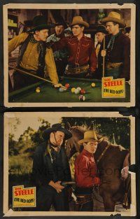 8z974 RED ROPE 2 LCs '37 great images of western cowboy Bob Steele, one with cool pool scene!